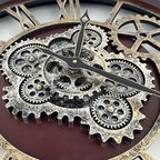 HOIBAI Large Wall Clock, Wall Clocks for Living Room Decor 30 Inch Farmhouse Vintage Rustic Kitchen Wall Decor Vintage Roman Oversized Wall Clock for Home Bedroom House, Moving Gears Clock