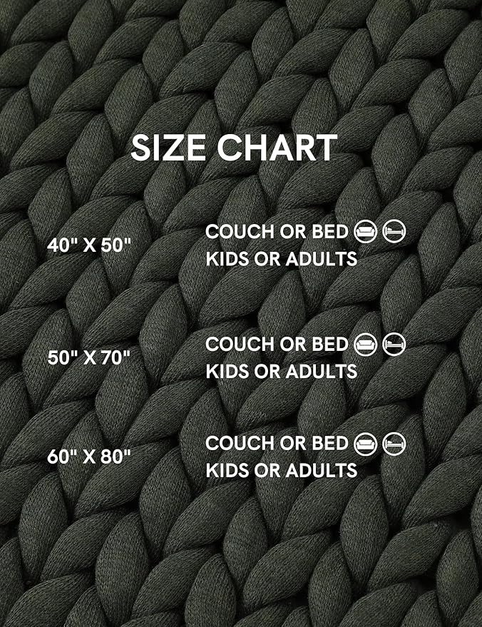 YnM Chunky Throw Blanket, Medium-Weight, Hand Knitted, Skin Friendly, Ventilated and Breathable, Machine Washable, Home Décor Piece for Couch, Sofa and Bed (Olive, 50x70 Inch)