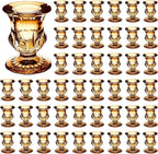 Foaincore 48 Pcs Candlestick Holders Bulk 2.5 Inch Taper Candle Holder for Table Centerpiece Thick Glass Ritual Candle Stand for Wedding Christmas Valentines Festival Party Decorations(Gold)