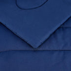 Amazon Basics 3 Piece Microfiber Kid's Comforter and Pillow Sham Set, Full/Queen, Navy, Solid