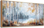 PHAOHUAXM Large Canvas Wall Art For Living Room Wall Decor For Bedroom Office Decorations Trees Forest Landscape Painting Lake view Wall Pictures Modern Room Home Decor Artwork Wood Framed 24x48 In