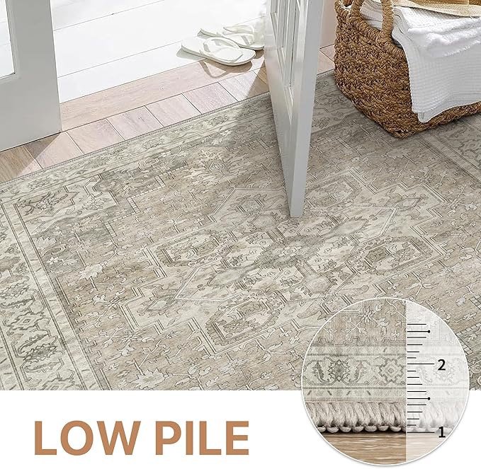 GENIMO 2x12 Runner Rugs for Hallway, Machine Washable Non Slip Vintage Rugs, Low Pile Lightweight Soft Print Rug for enrtyway, Corridor, Home Office, Kitchen, Trench