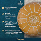Marrakesh Gallery Genuine Leather Round Pouf Unstuffed - Moroccan Ottoman Footstool, Footrest Cover - Boho Decor - Bohemian Living Room, Bedroom, Kids Room, Gift & Wedding