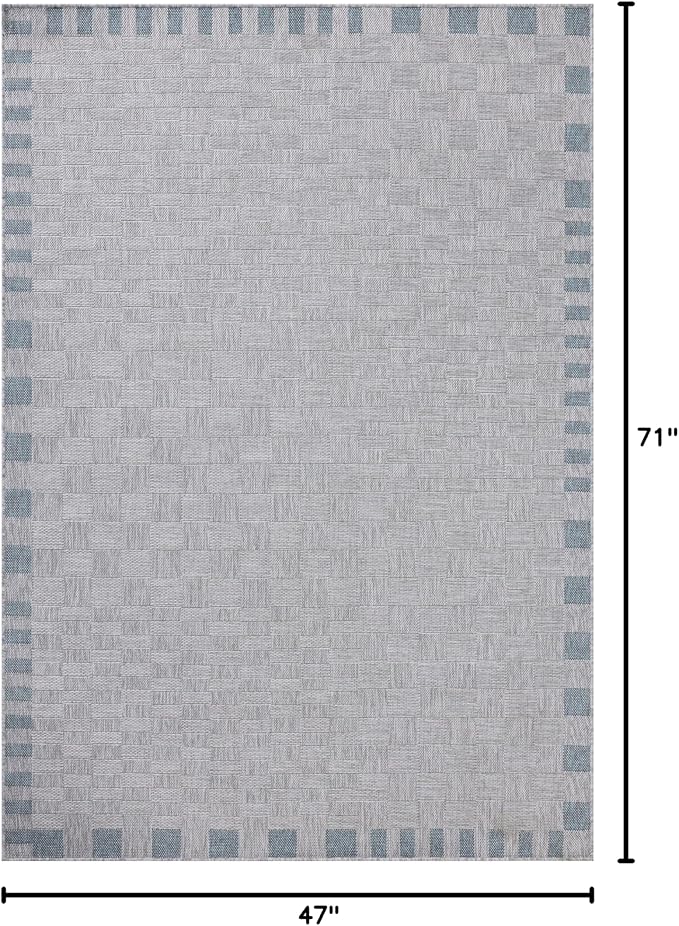 Loloi Amber Lewis Topanga Collection TOP-07 Silver/Blue 3'-11" x 5'-11" Indoor/Outdoor Accent Rug
