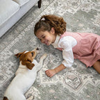 GENIMO 2x10 Runner Rugs for Hallway, Machine Washable Non Slip Vintage Rugs, Low Pile Lightweight Soft Print Rug for enrtyway, Corridor, Home Office, Kitchen, Moonlight