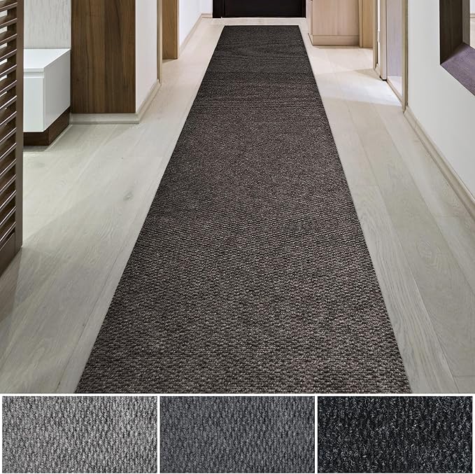 iCustomRug Hallway Runner Rug – 3x16ft Brown, Indoor/Outdoor, Non-Slip Rubber Backing, Low-Profile All-Weather Carpet, Non-Shedding & Easy Care, Entryway Mat Ideal for High Traffic Areas