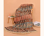 Handmade Cotton Floral Throw Blanket | Indian Block Print with Tassels | Boho Fringed Sofa & Bed Cover | 48x70 Inches Lightweight Decorative Throw for Couch, Living Room & Bedroom