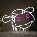 Cow Neon Sign Dimmable Tilted Cow Head LED Light Sign for Wall Decor USB Powered Funny Animal Neon Light for Farmhouse Bedroom Living Room Cafe Home Party Bar Animal Lovers (16.5 * 12.6 In)