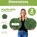 DRAY Premium 13" Faux Boxwood Balls – Set of 2 Artificial Topiary Spheres for Outdoor & Indoor Use – Realistic, UV-Resistant, Weatherproof Decorative Greenery – Check Measurements