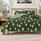Great Bay Home Full/Queen Reversible Rustic Lodge Olive Bedspread Quilt with Shams - All Season Cabin Coverlet Bedding Set (Includes 1 Quilt, 2 Pillow Shams)