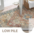 GENIMO Runner Rug 2x5 Non Slip Machine Washable Vintage Hallway Runner Rug, Low Pile Lightweight Rugs for Entryway, Hallway, Kitchen and Corridor, Antique Red