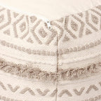 REDEARTH · Tufted Pouf Ottoman with Filler Textured Storage Cube Bean Bag Pouffe Footrest for Living Room, Bedroom, Nursery, Kidsroom; 100% Cotton (17.5"X17.5"X17.5", Geometric Craft Taupe)