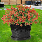 10 Bundles Artificial Faux Flowers for Outdoor,10Pcs Fake Flowers for Home Decor,Plastic Flowers Shrubs Lifelike Artificial Greenery Home Porch Stems Outside Deco(Orange)