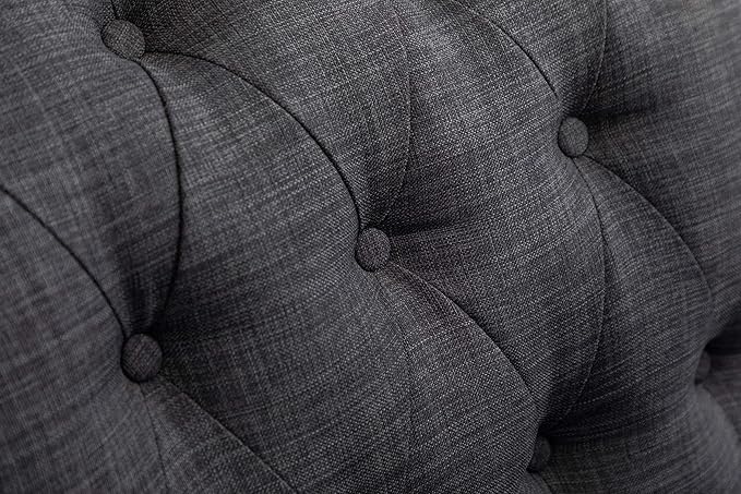 Yongqiang Accent Chairs Set of 2 Upholstered Living Room Bedroom Side Chairs Curved Button Tufted Armless Lounge Chair with Wood Legs Gray Fabric