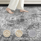 Tortania Washable 10x12 Area Rug for Living Room: Modern Abstract Neutral Large Soft Thin Rugs - Non Slip Indoor Carpet for Bedroom Dining Room Office Nursery Home Floor Decoration - Grey