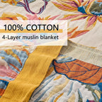 Boho Throw Blanket for Bed, Sofa,Cozy Warm Lightweight Fall Throw Blankets,100% Woven Cotton Southwestern Farmhouse Floral Decor Reversible Blanket, Chair, Picnic Blanket, 50"x60"