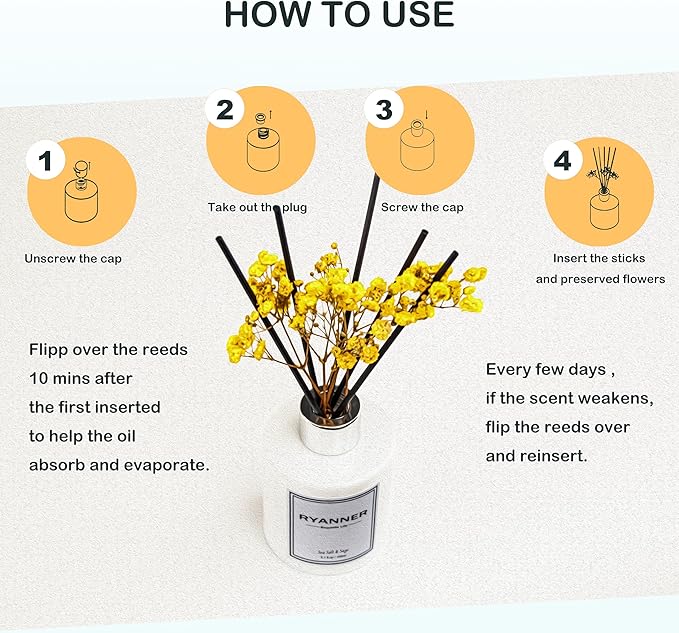 Reed Diffuser Set,5.1oz Sea Salt&Sage Scent Diffuser with Sticks Home Fragrance Reed Diffuser with Essential Oil for Bathroom Shelf Decor&Air Freshener,Home Bathroom Office Decor & Gifts