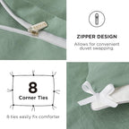 Bedsure Duvet Cover King Size with Fitted Sheet - 4 Pieces Prewashed Cotton-Like Extra Soft Bedding Set, Includes 1 Duvet Cover 104x90 Inches, 2 Pillow Shams, 1 Fitted Sheet, Sage Green