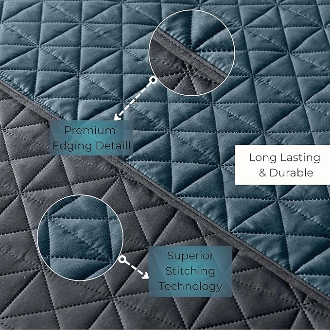 Vianney King Size Comforter Novo Cobalto Reversible Lightweight Blanket 110x93 Inches Soft Cozy Bedding in Cobalt Blue and Dark Grey with Triangular Quilt Pattern