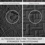 Love's cabin Quilts for Queen Bed Black Bedspreads - Soft Bed Fall Lightweight Bedspread Comforter - Modern Style Coin Pattern Coverlet for All Season - 3 Pieces (1 Quilt, 2 Pillow Shams)