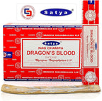 Satya Dragon Blood Incense Sticks 180 gm (15GM X 12 Pack) from Satya Sai Baba Nag Champa and Raajsee Incense Sticks Holder Bundle, Free from Chemicals,Natural Insenses
