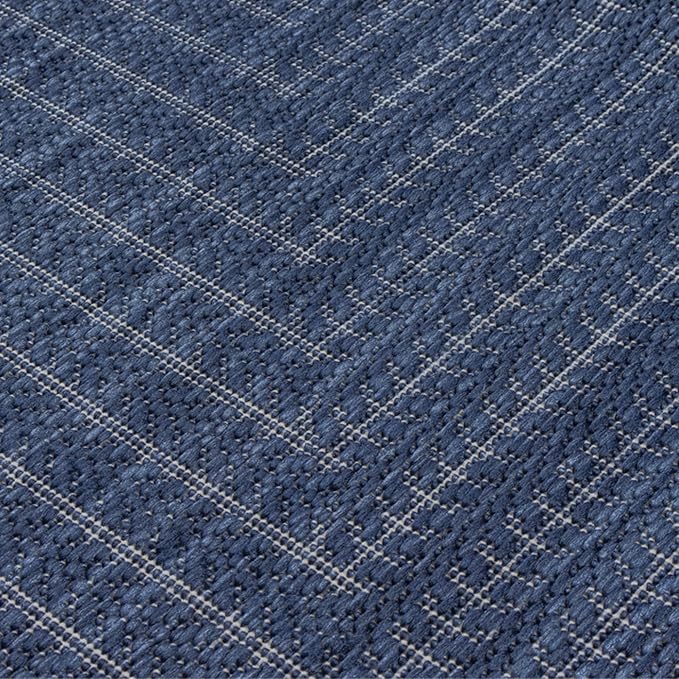 Adiva Rugs Outdoor Indoor Area Rug, Weather Resistant, Easy to Clean, Stain Resistant Floor Mat for Dining Room, Backyard, Deck, Patio (Navy Weiss, 2'6" x 7')