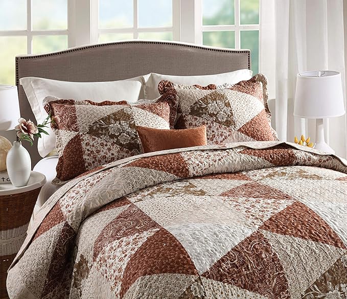 Travan 3-Piece Queen Quilt Sets with Shams Oversized Bedding Bedspread Reversible Coverlet Set, Queen Size