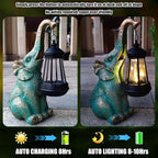 Elephant Garden Statue Outdoor Décor with Solar Lights Lantern,Elephant Solar Light Figurines Outside Decorations for Yard，Lawn Patio, Balcony, Unique Housewarming Gifts