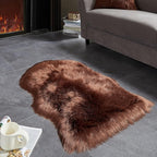 AMTOVO Faux Fur Rug, Coffee Small Area Rug, Fluffy Sheepskin Rug, Fuzzy Ultra Soft 2 x 3 ft Shag Rugs for Bedroom Sofa Throw Cushion Room Decor, Sheepskin