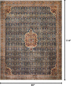 Loloi Layla Collection LAY-09 Cobalt Blue/Spice 7'-6" x 9'-6" .13" Thick Area Rug, Soft, Durable, Vintage Inspired, Distressed, Low Pile, Non-Shedding, Easy Clean, Printed, Living Room Rug