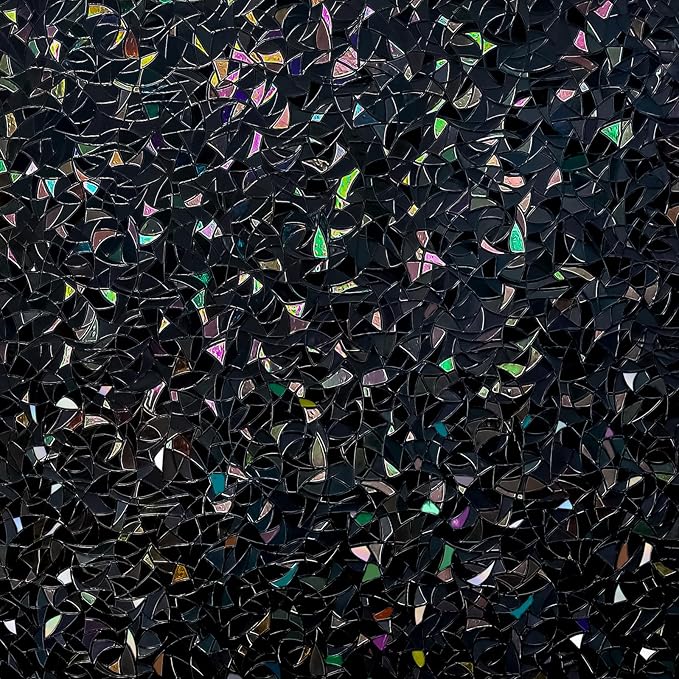 Volcanics Total-Blackout-Window-Privacy-Film, Rainbow Room Darkening Black Window Cover, Static Cling 100% Light Blocking 35.4 x 78.7 Inches