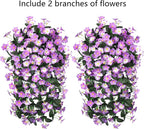 HyeFlora 2PCS Artificial Fall Hanging Flowers for Outdoors, Faux Daisy Muns Plants Fake Silk Orchid Long Stems UV Resistant for Home Garden Wall Party Indoor Outdoor Decor(Light Fuchsia and Fuchsia)