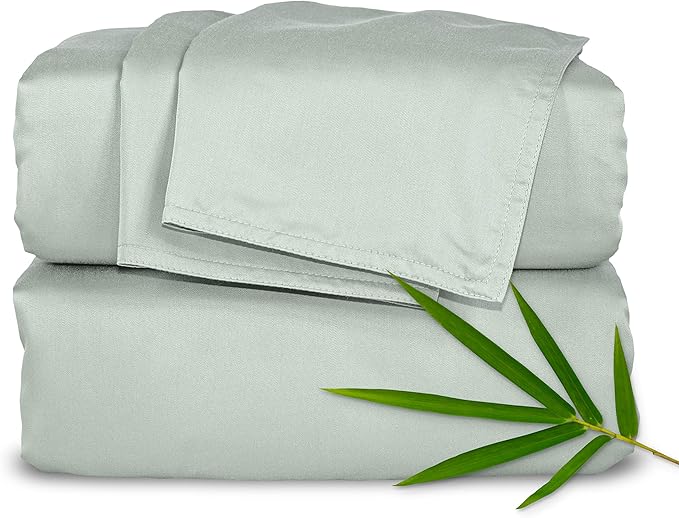 Short Queen Sheets by Pure Bamboo for RV Camper (60"x75") - Genuine 100% Organic Viscose Derived from Bamboo Bed Sheet Set, Soft & Cooling, Lifetime Quality Promise (Short Queen, Sea Glass)