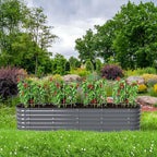 Raised Garden Bed Kit 8×2×1.4 FT Magnesium-Aluminum-Zinc Stainless Steel Metal Planter Box for Planting Outdoor Plants Vegetables（Gray）
