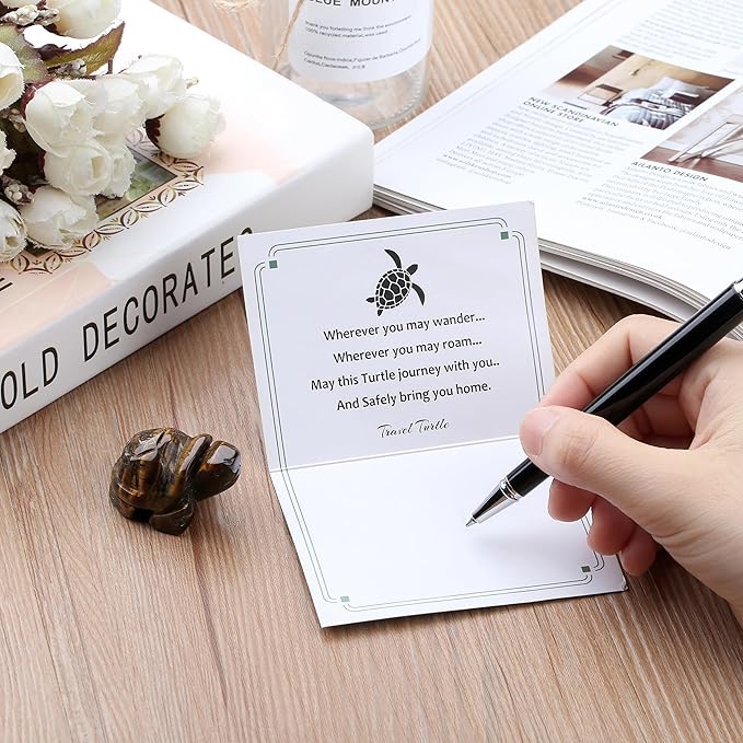 QINJIEJIE Travel Turtle Figurines for Travelers Best Travel Gifts for Women Men Tiger Eye Crystal Healing Crystals Sea Turtle Lovers Office Desk Decor Good Luck Gifts for Traveling Abroad