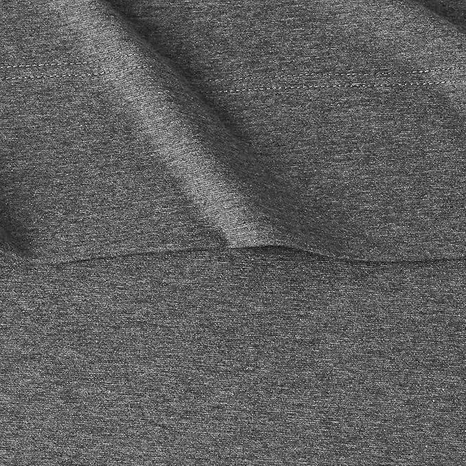 Amazon Basics 4 Piece Bed Sheet Set, 100% Cotton Jersey, Includes Super Soft, Flat and Fitted Sheets, Pillowcase, Queen, Dark Gray, Solid