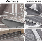 Outdoor Patio Rug, Outside Rectangular Carpet, Moroccan Geometric Rugs, Washable Large Indoor Outdoor Rug 8x10 Mats for RV, Picnic, Backyard, Deck, Balcony, Porch, Beach