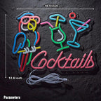 Parrot Cocktail Neon Sign for Wall Decor Bar LED Light Beer Wine Alcohol Man Cave Garage USB Powered Dimmable Art Signs