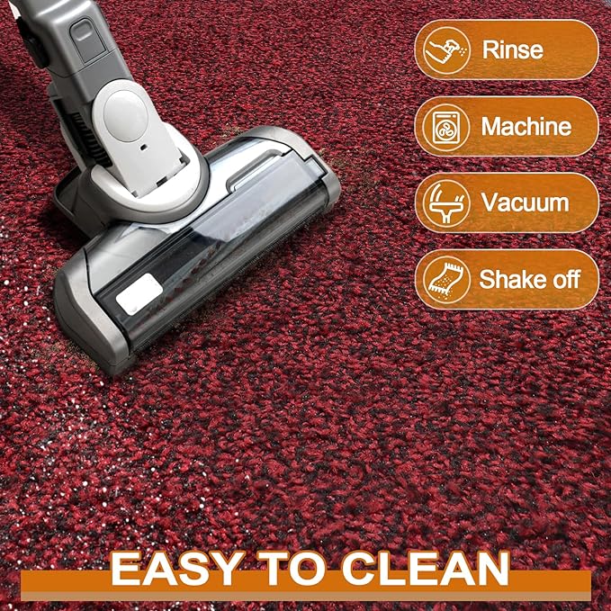 Mibao Front Door Mat, Dirt Trapper Welcome Mat for Outdoor Indoor, Non-Slip Waterproof Doormat, Durable Machine Washable Low Profile Entry Rug for Back Door Outside Patio Porch, 30" x 18", Red