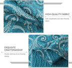 Travan 3-Piece Cotton Quilt Set Quilted Bedding Set for All Season, Cyan Blue Flower, King Size