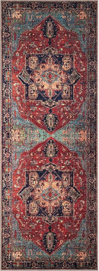 Keen Home Design 2x12 Rug - Machine Washable Runner Rug with Non-Slip Backing, Ideal for Hallway, Entryway, Kitchen, Laundry Room - Vintage, Easy Clean, Durable, Low Pile - (2'6" x 12')