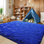 Soft Plush Shag Rug 5x7, Ultra Fluffy Rug for Living Room Bedroom, Non-Slip Fuzzy Large Area Rug for Living Room, Carpet for Girl Boy Kids, Modern Indoor Home Decor Aesthetic, Bright Blue