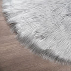 Latepis Round Grey Rugs 6.7ft Faux Sheepskin Fur Circle Rug Fluffy Rugs for Living Room Washable Furry Nursery Shaggy Rug Luxury Home Decor