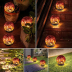 Solar Globe Lights Outdoor Waterproof-Solar Balls-Solar Garden Lights-Orbs for Outside 4 Pack Cracked Glass Ball for Lawn Patio Yard Backyard Decorations