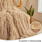 XeGe Plush Faux Fur Throw Blanket, Camel Luxurious 50x60 Shaggy Furry Blanket, Fluffy Microfiber Velvet Couch Throw, Ultra Soft Fuzzy Office Throw, Winter Fall Lap Blanket for Sofa Bed Camel