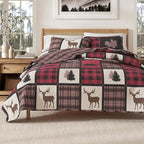 Great Bay Home Lodge Bedspread Full/Queen Size Quilt with 2 Shams. Cabin 3-Piece Reversible All Season Quilt Set. Rustic Quilt Coverlet Bed Set. Stonehurst Collection. (Red/Black)