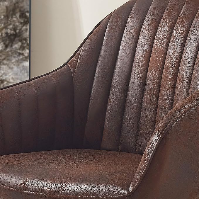 Art Leon Mid Century Modern Swivel Accent Chair with Beech Wood Legs, Desk Chair No Wheels, Armchair for Desk, Suede