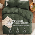 Bedsure Duvet Cover Full Size with Fitted Sheet - 4 Pieces Prewashed Cotton-Like Extra Soft Bedding Set, Includes 1 Duvet Cover 80x90 Inches, 2 Pillow Shams, 1 Fitted Sheet, Olive Green