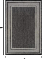 Beverly Rug Outdoor Rug 5x7 Modern Bordered Area Rugs for Indoor and Outdoor Patio Deck Porch Garden Waterproof Weather Sun Resistant Washable Outside Carpet (5 x 7 Dark Gray)