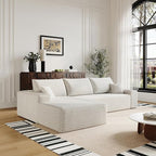 108" Sectional Couches for Living Room Modern Modular Sofa with L-Shape Couchs Upholstered Boneless Couch Deep Seat Sectional Couch with Chaise (White, Left Facing Chaise+2Seaters)